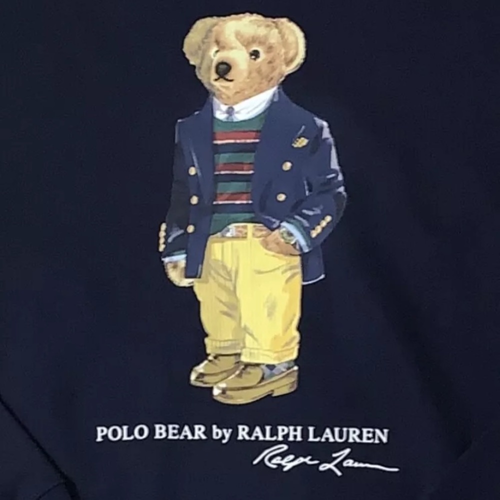 Ralph Lauren Navy Blue Hoodie with Bear Graphic - Picture 6 of 7